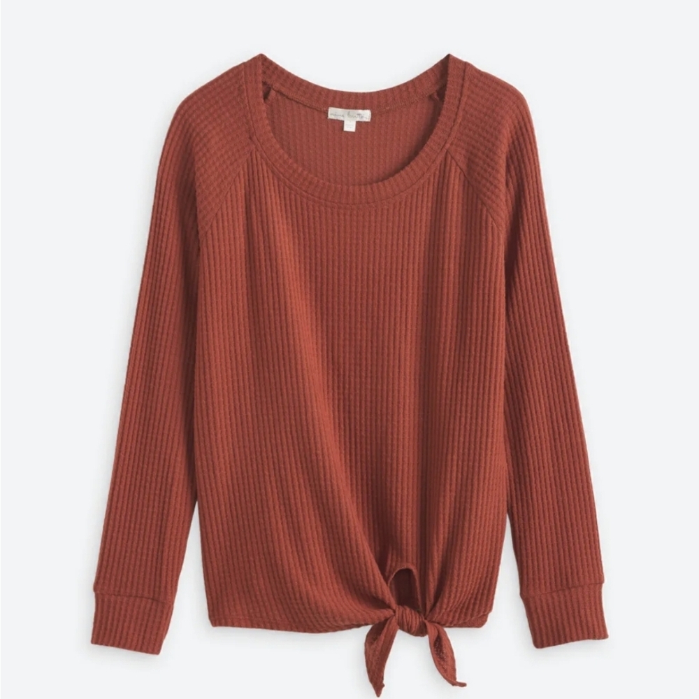 Nine Britton Billie Tie Front Brushed Knit Top
